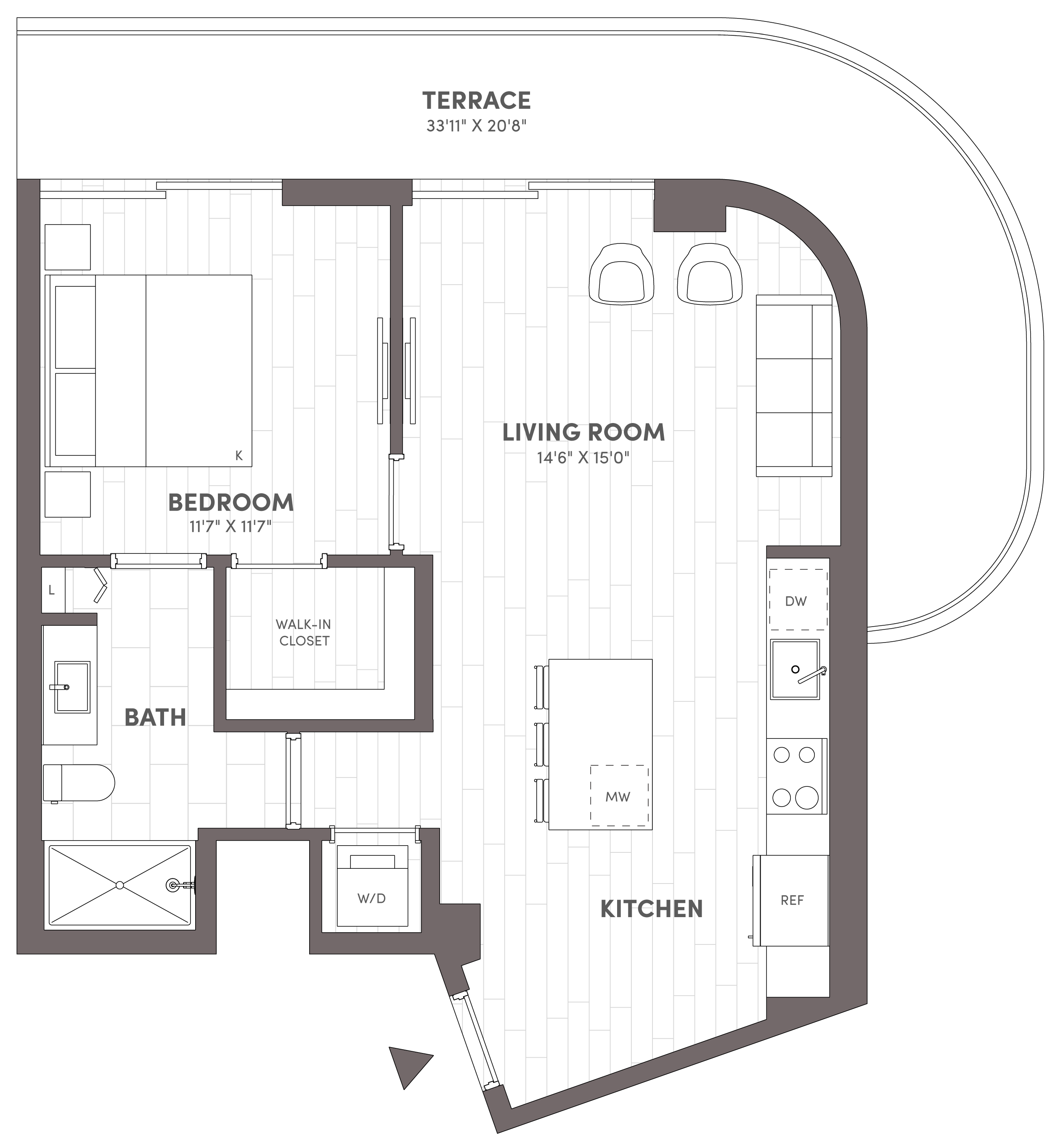 Avara 1-bedroom floor plan Type B5 (800 sqft) - Miami Beach, FL