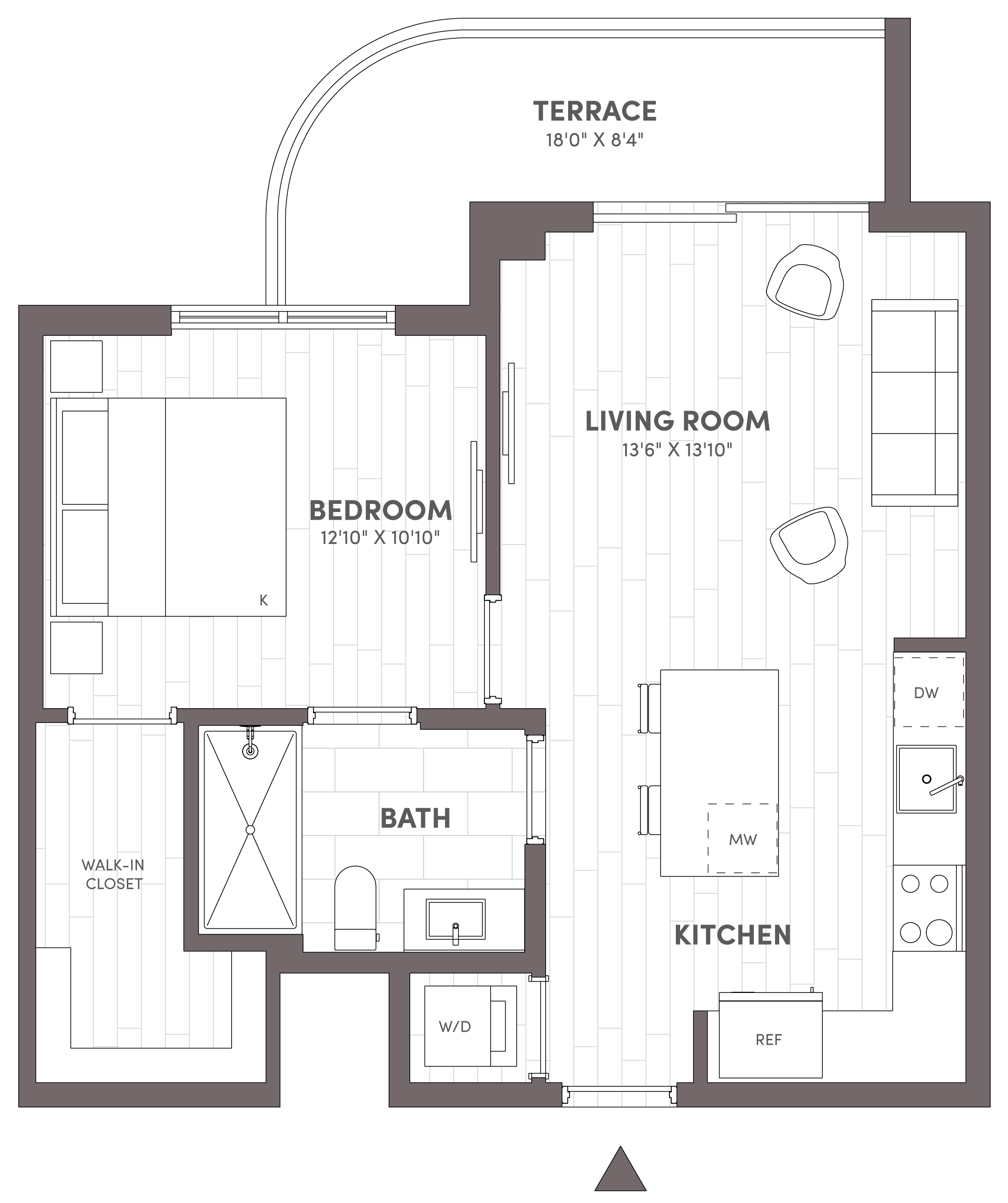 Avara 1-bedroom floor plan Type B (671 sqft) - Miami Beach, FL