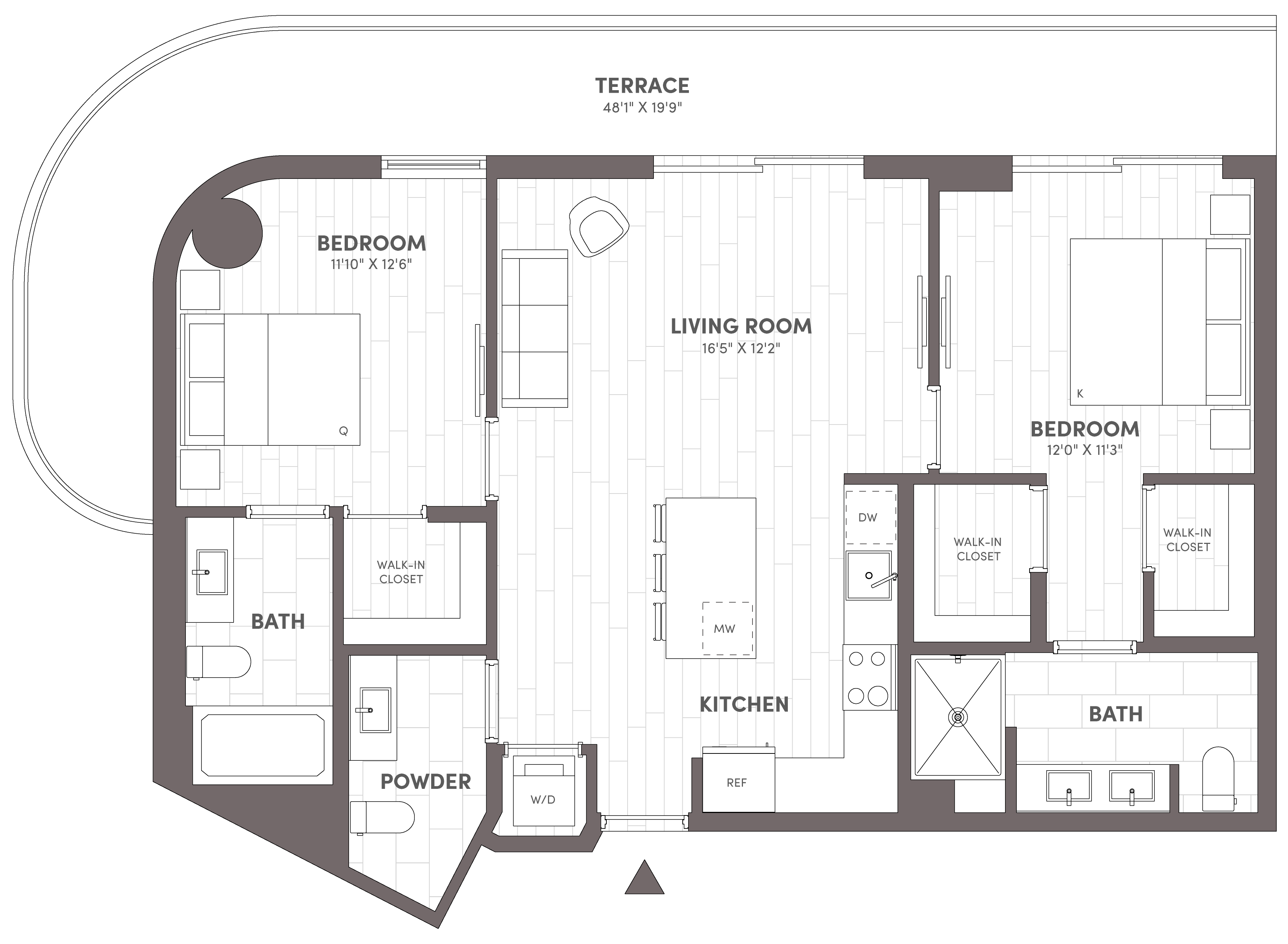 Avara 2-bedroom floor plan Type D1 (1,010 sqft) - Miami Beach, FL