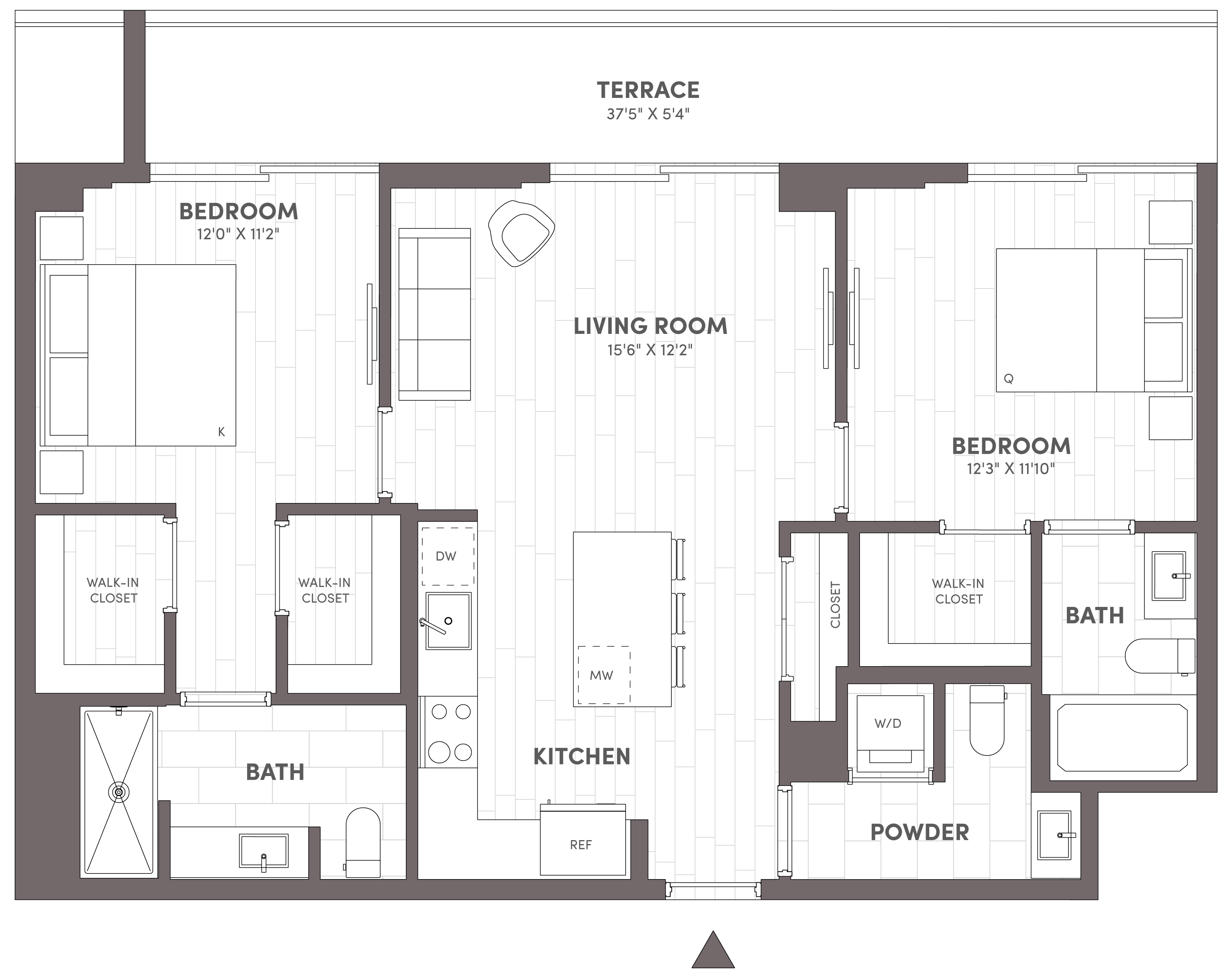 Avara 2-bedroom 2.5-bath floor plan Type D (1,035 sqft) - Miami Beach, FL