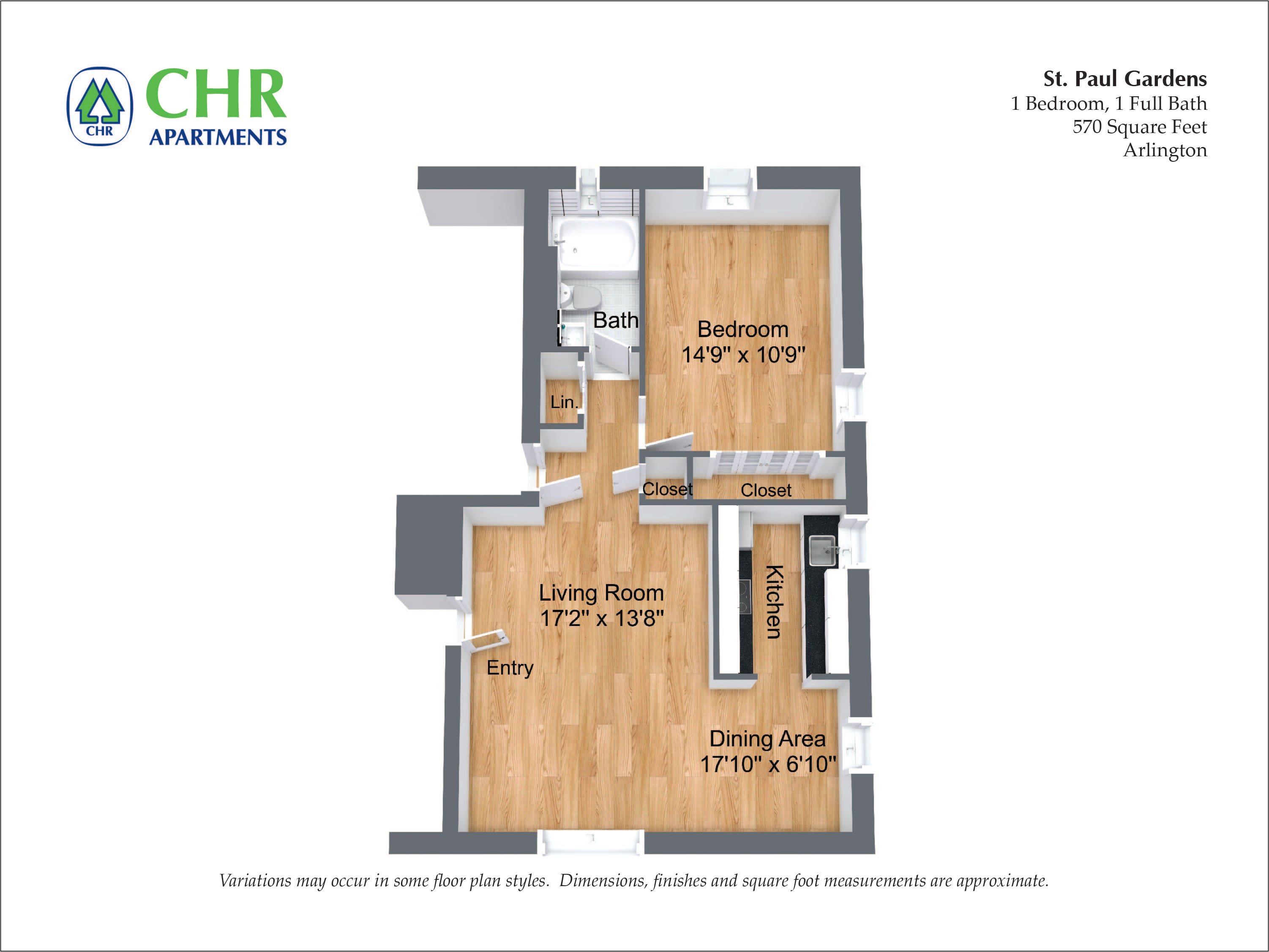 Floor plan 1 Bed/1 Bath image 2