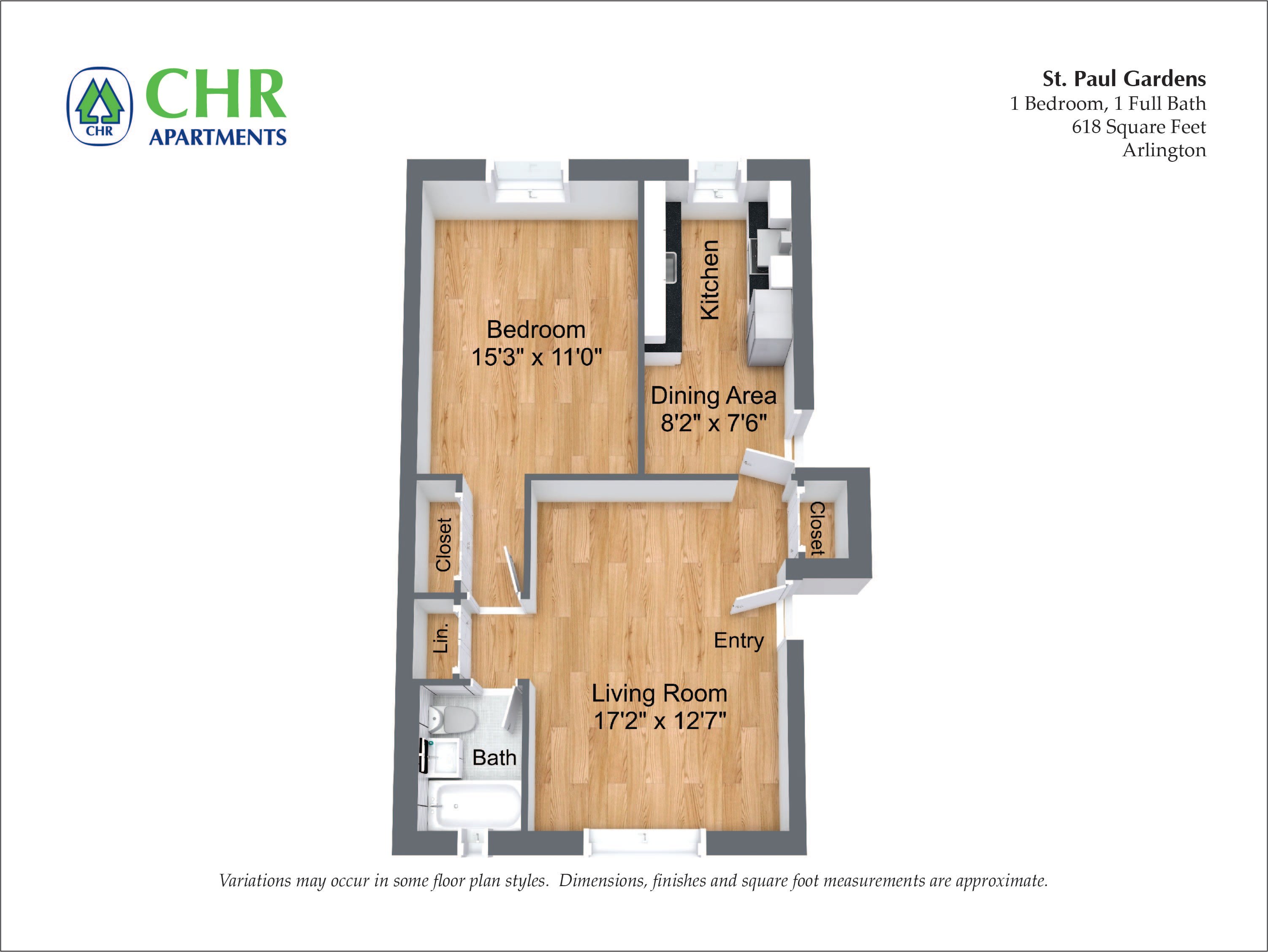 Floor plan 1 Bed/1 Bath image 3