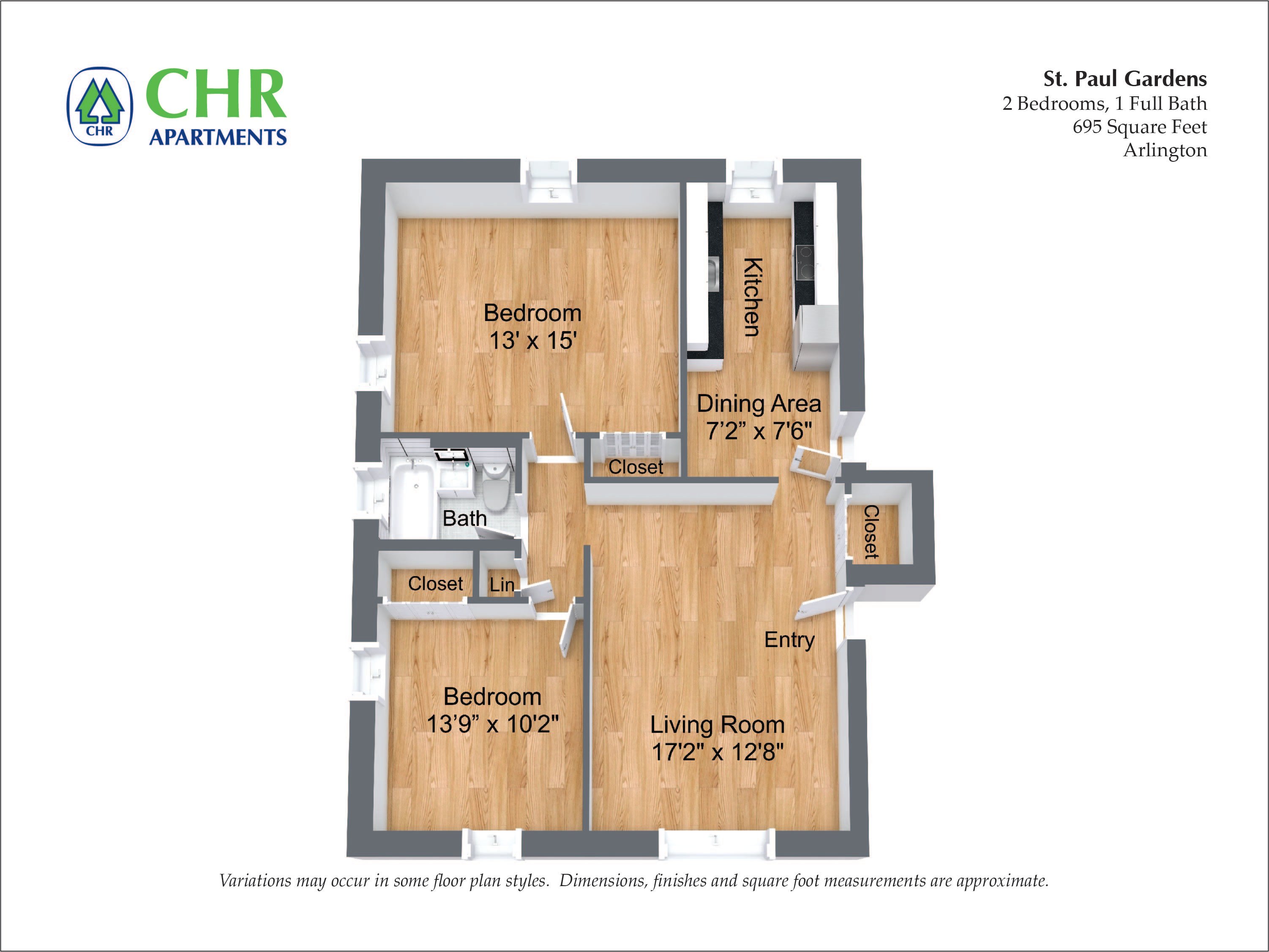 Floor plan 2 Bed/1 Bath image 1