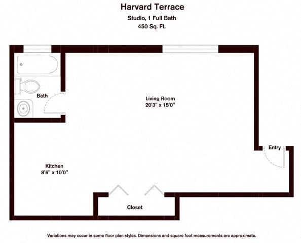 Floor plan Studio/1 Bath image 1