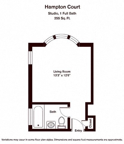 Floor plan Studio/1 Bath image 2