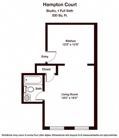 Floor plan Studio/1 Bath image 4