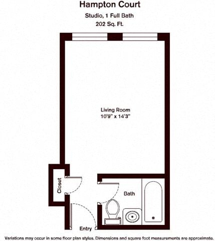 Floor plan Studio/1 Bath image 1