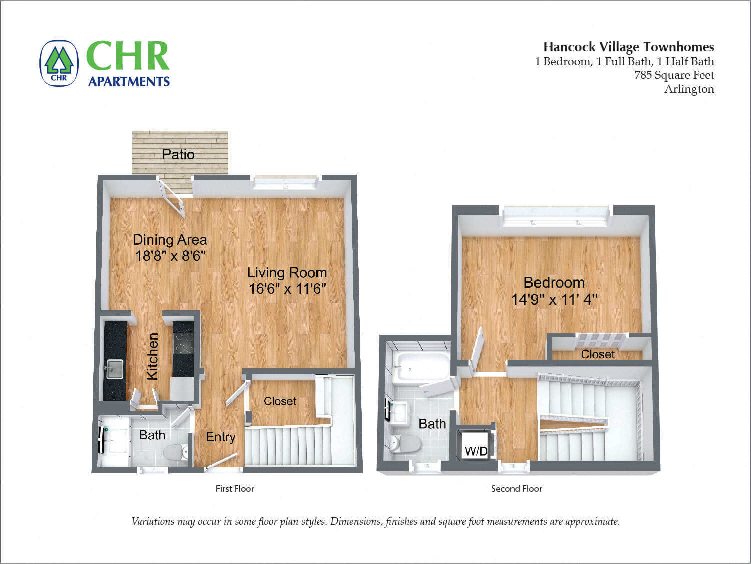 Floor plan 1 Bedroom Townhome - Heat and Hot Water Included image 4