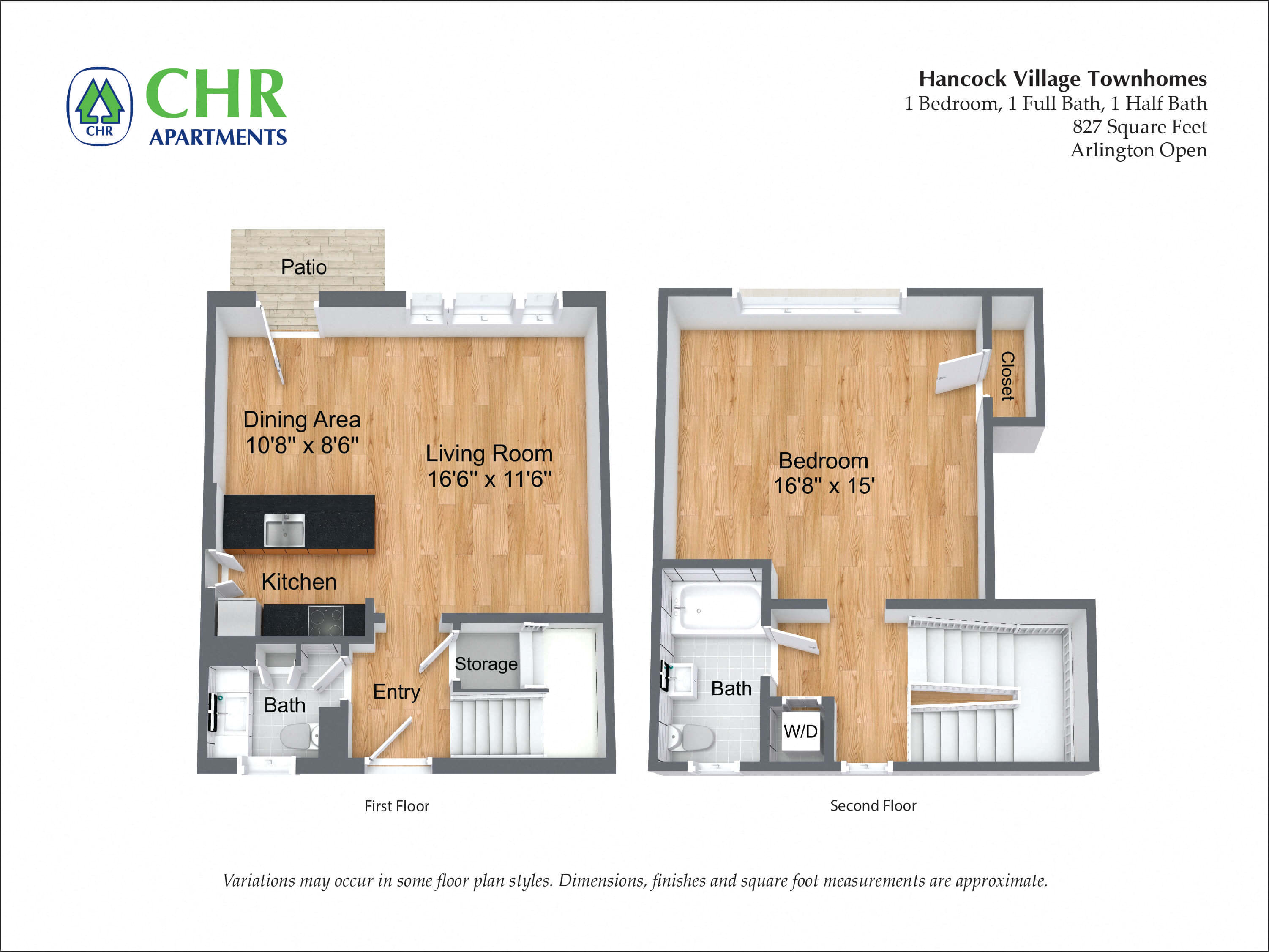 Floor plan 1 Bedroom Townhome - Heat and Hot Water Included image 2