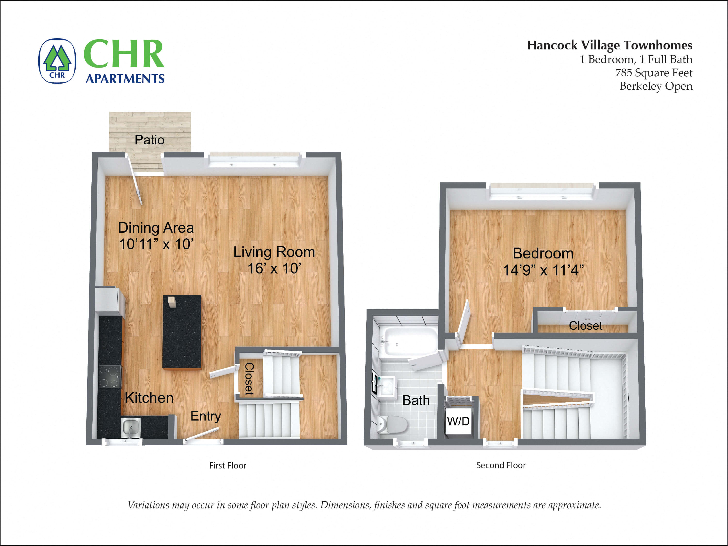 Floor plan 1 Bedroom Townhome - Heat and Hot Water Included image 2