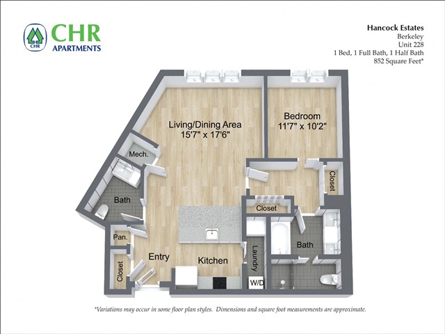 Floor plan 1 Bed /1.5 Bath - Hancock Estates image 4