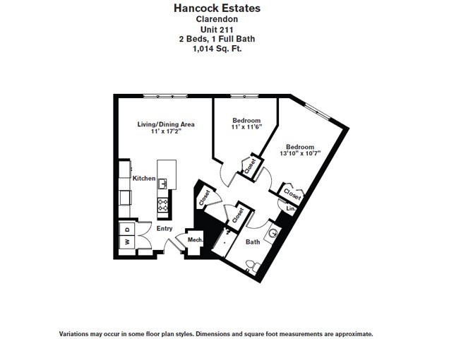 Floor plan 2 Bed/1 Bath - Hancock Estates image 3