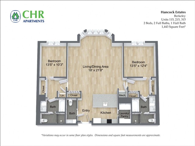 Floor plan 2 Bed /2.5 Bath - Hancock Estates image 2