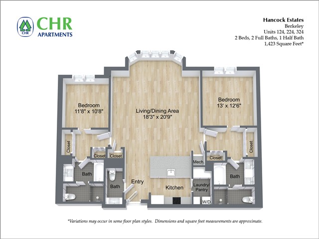 Floor plan 2 Bed /2.5 Bath - Hancock Estates image 6