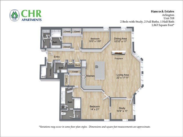 Floor plan 2 Bed /2.5 Bath - Hancock Estates image 15