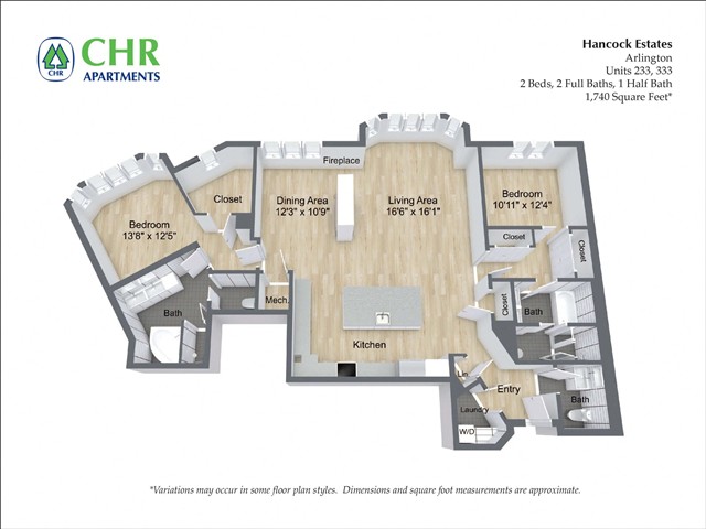 Floor plan 2 Bed /2.5 Bath - Hancock Estates image 16