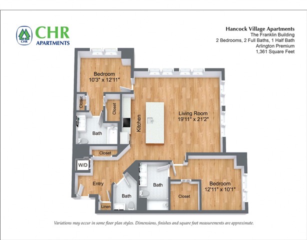 Floor plan 2 Bed/2.5 Bath - The Franklin image 2