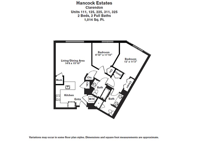 Floor plan 2 Bed/2 Bath - Hancock Estates image 7