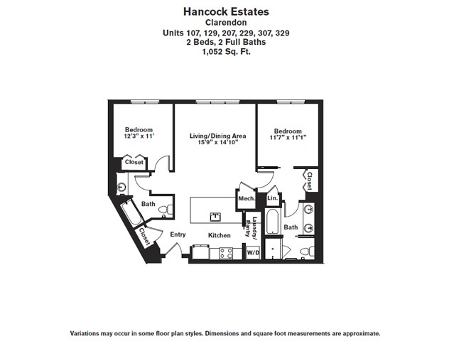 Floor plan 2 Bed/2 Bath - Hancock Estates image 8