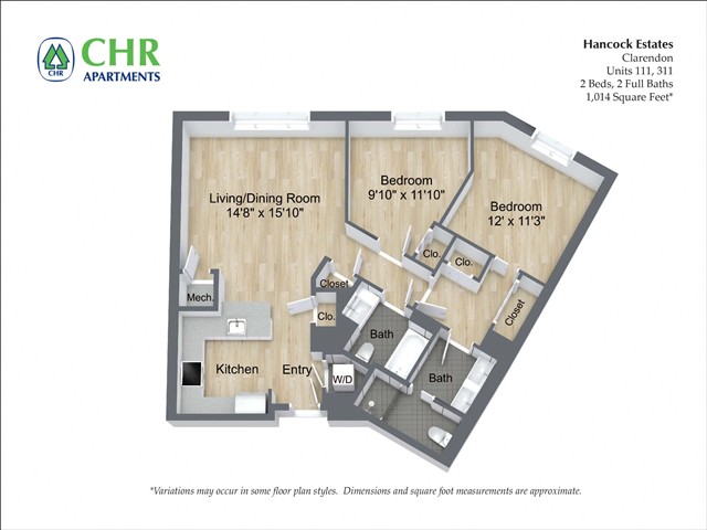 Floor plan 2 Bed/2 Bath - Hancock Estates image 2