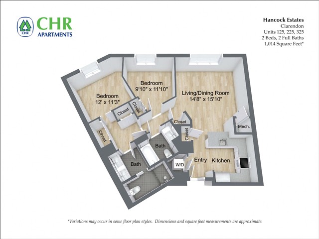 Floor plan 2 Bed/2 Bath - Hancock Estates image 3