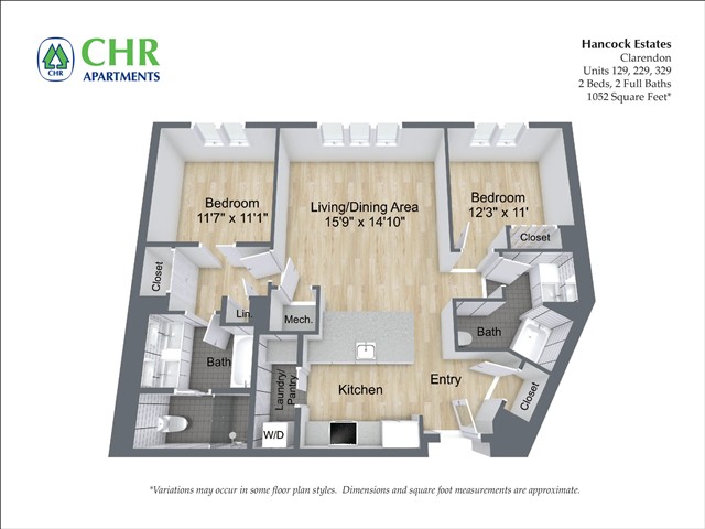 Floor plan 2 Bed/2 Bath - Hancock Estates image 4