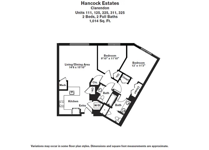 Floor plan 2 Bed/2 Bath - Hancock Estates image 5