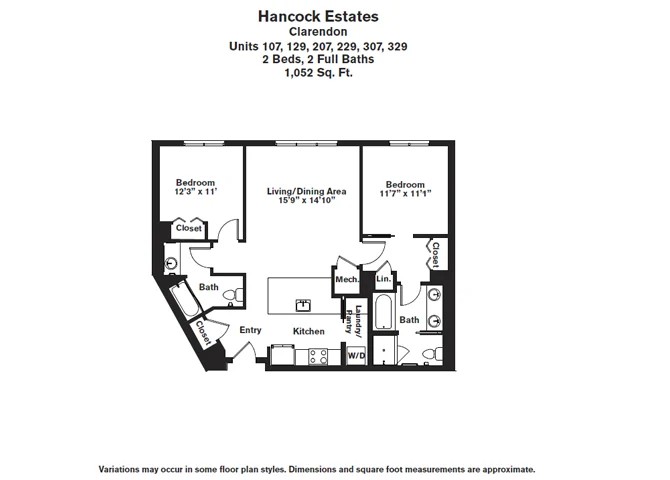 Floor plan 2 Bed/2 Bath - Hancock Estates image 6