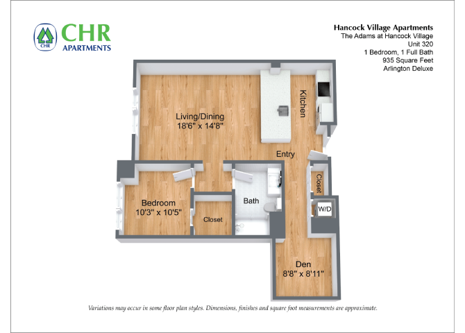 Floor plan 1 Bed/1 Bath Single Level - The Adams image 5