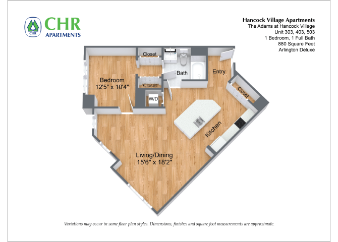 Floor plan 1 Bed/1 Bath Single Level - The Adams image 8