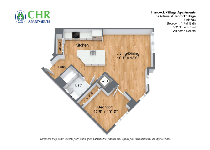 Floor plan 1 Bed/1 Bath Single Level - The Adams image 11