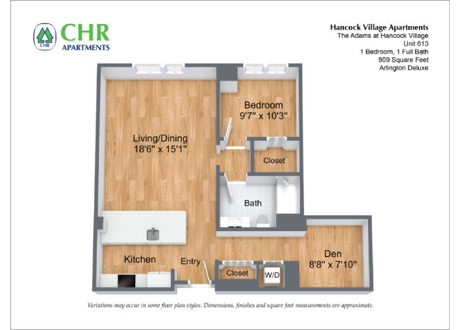 Floor plan 1 Bed/1 Bath Single Level - The Adams image 13