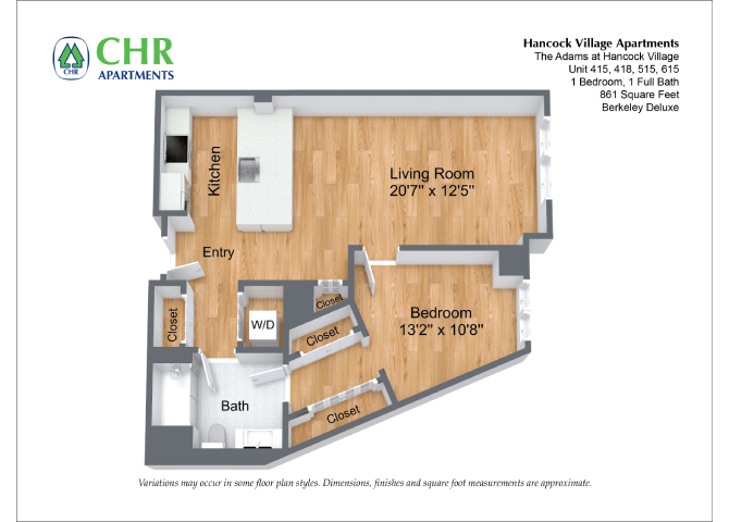 Floor plan 1 Bed/1 Bath Single Level - The Adams image 15