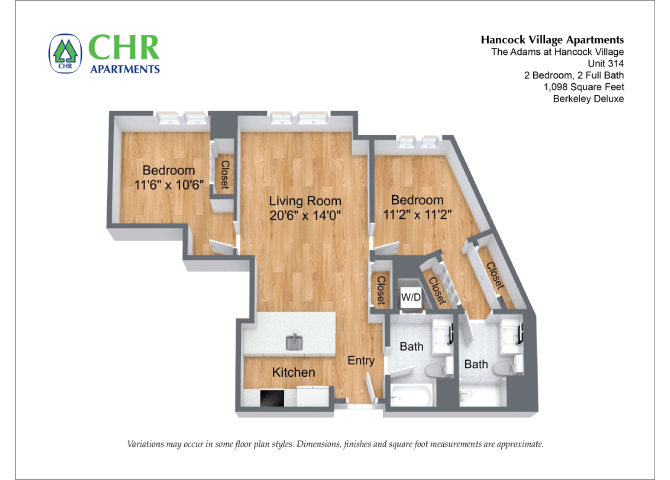 Floor plan 2 Bed/2 Bath Single Level - The Adams image 4