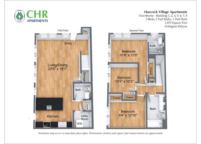 Click to view 3 Bed/2.5 Bath Townhome - The Adams floor plan gallery