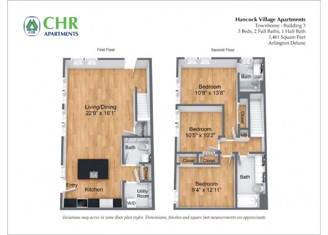 Click to view 3 Bed/2.5 Bath Townhome - The Adams floor plan gallery