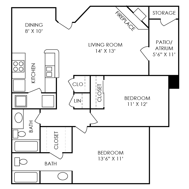 Franklin Floor Plan Franklin Floor Plan at Waterford Place Apartments in Atlanta, Georgia, GA