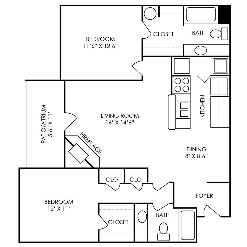 Washington Floor Plan Washington Floor Plan at Waterford Place Apartments in Atlanta, Georgia, GA