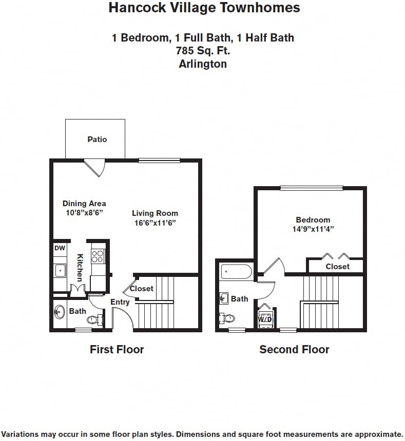 Floor plan 1 BR Townhome w/ AC ( HE1B) image 1