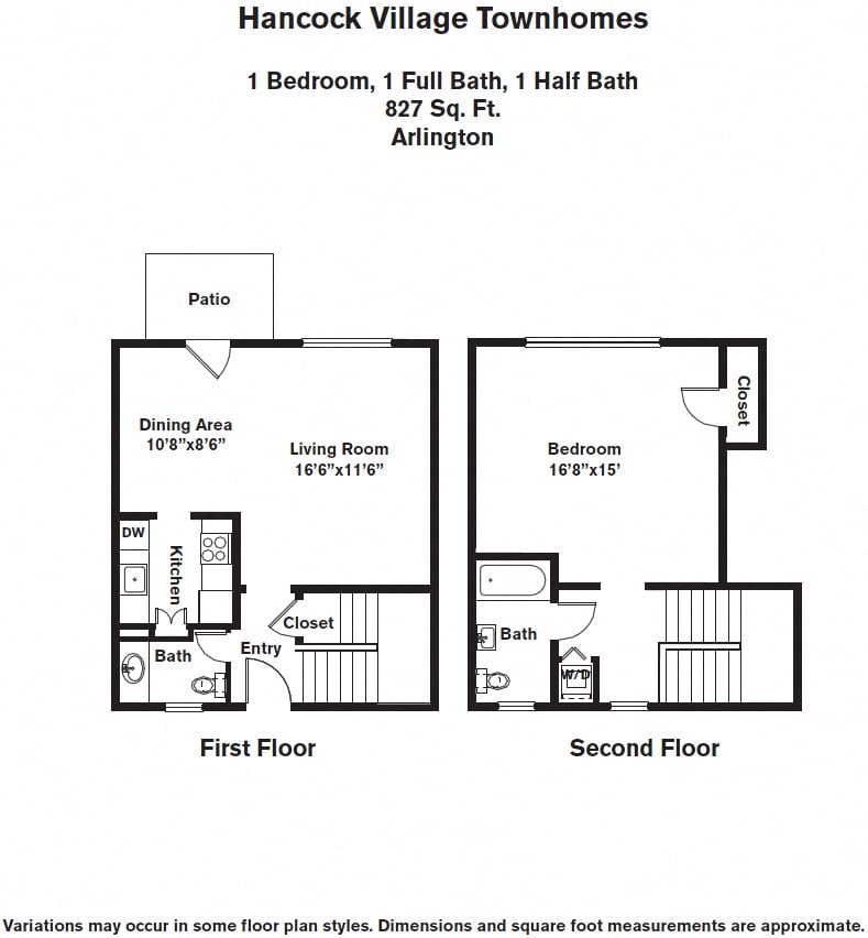 Floor plan 2 BR Townhome w/ A/C (HE2D) image 1