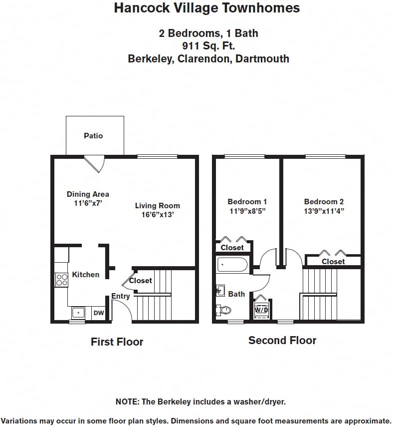 Floor plan 2 BR Townhome (HE2A) image 1