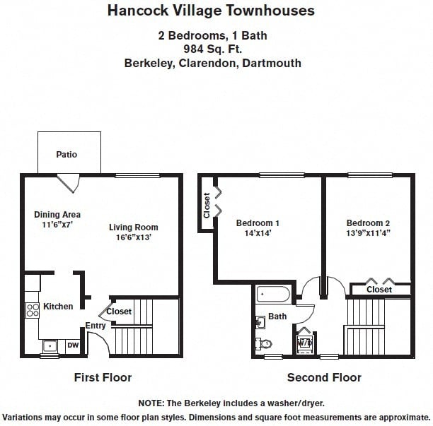 Floor plan 2 BR Townhome (HE2C) image 1