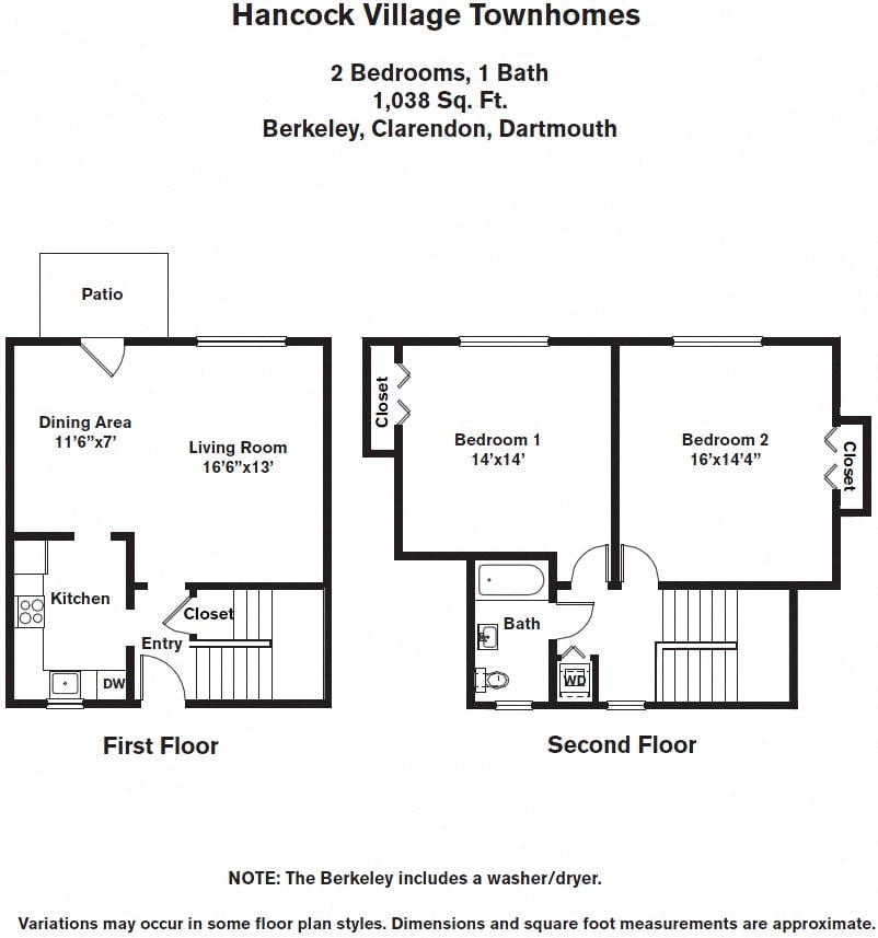 Floor plan 2 BR Townhome (HE2E) image 1