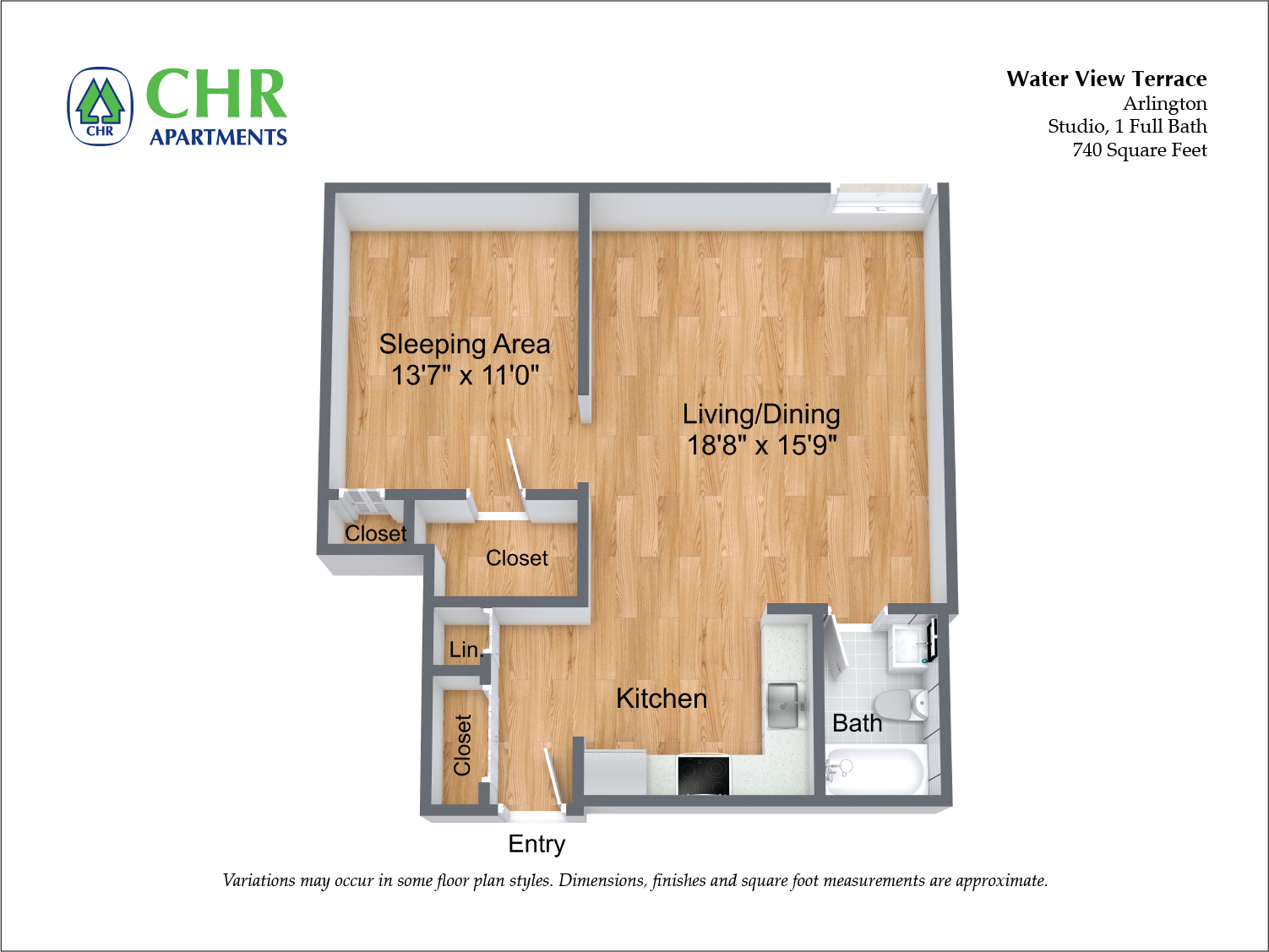 Click to view Studio Suite - 1 Bath floor plan gallery