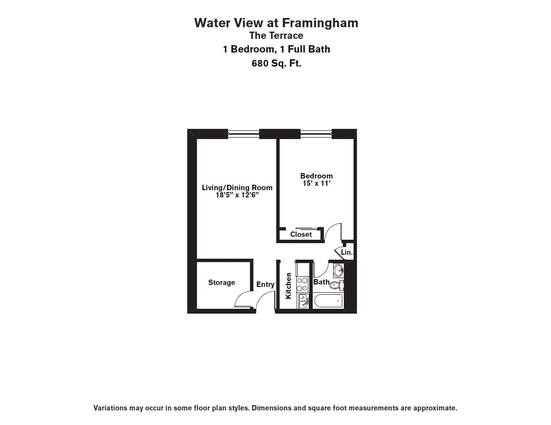 Floor plan 1 Bed/1 Bath with Extra Storage and A/C image 3