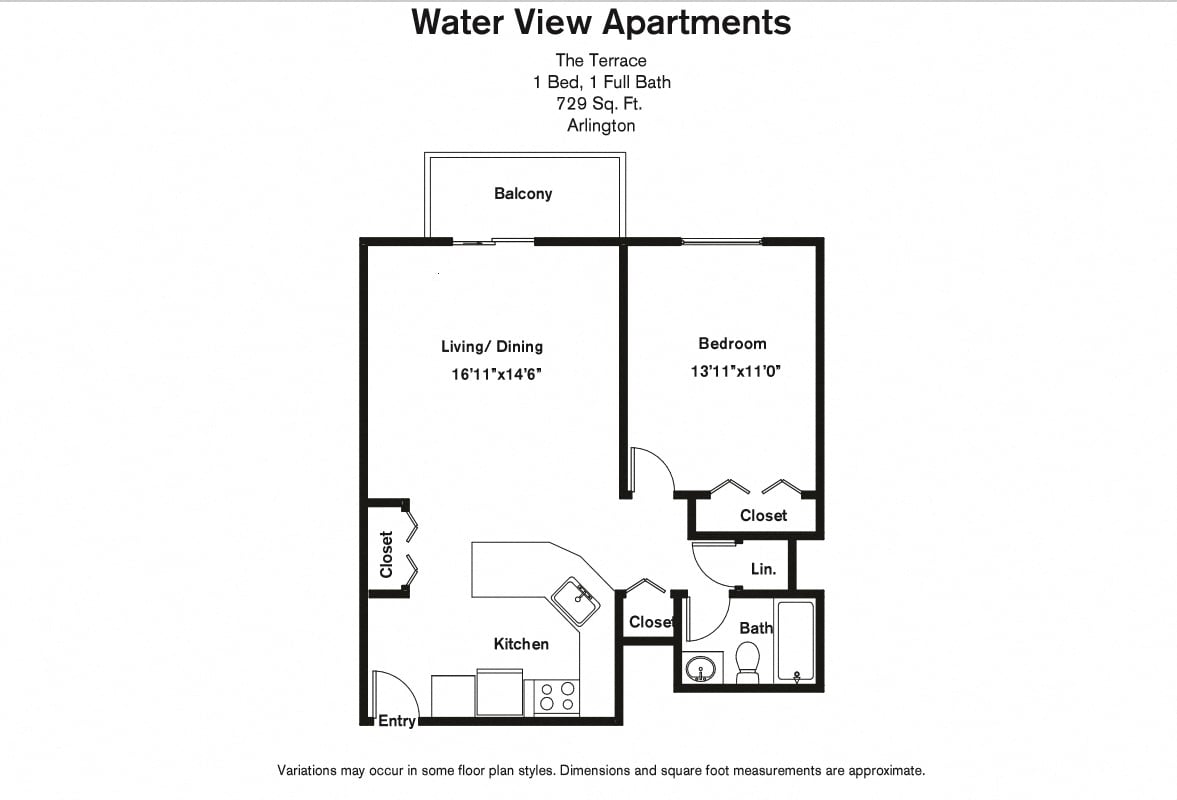 Click to view Floor plan 1 Bed/1 Bath with Balcony and A/C image 4