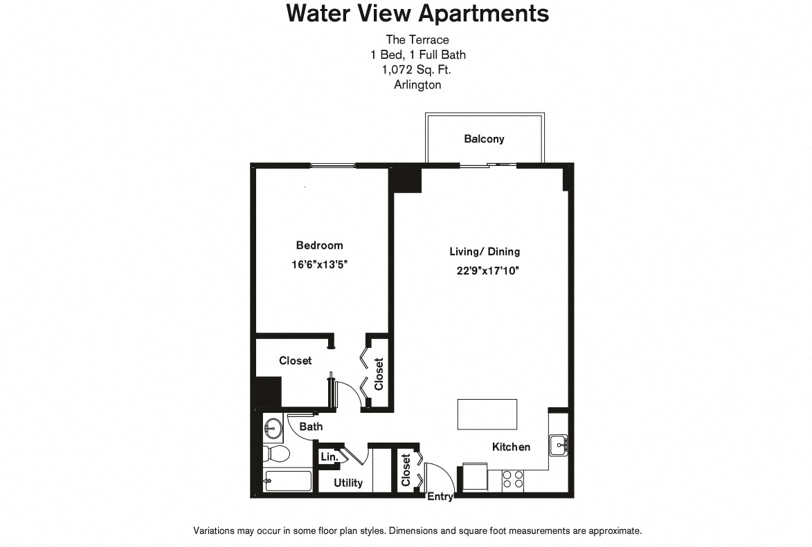 Click to view Floor plan 1 Bed/1 Bath Extra Large with Balcony image 2