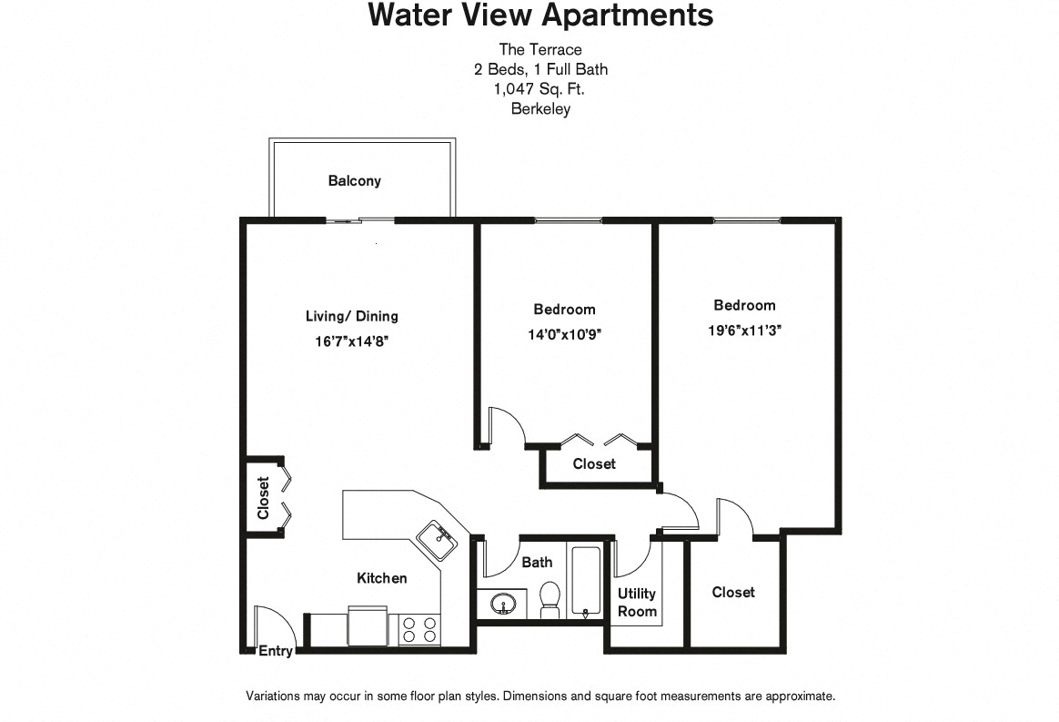 Click to view Floor plan 2 Bed/1 Bath with Balcony and A/C image 9