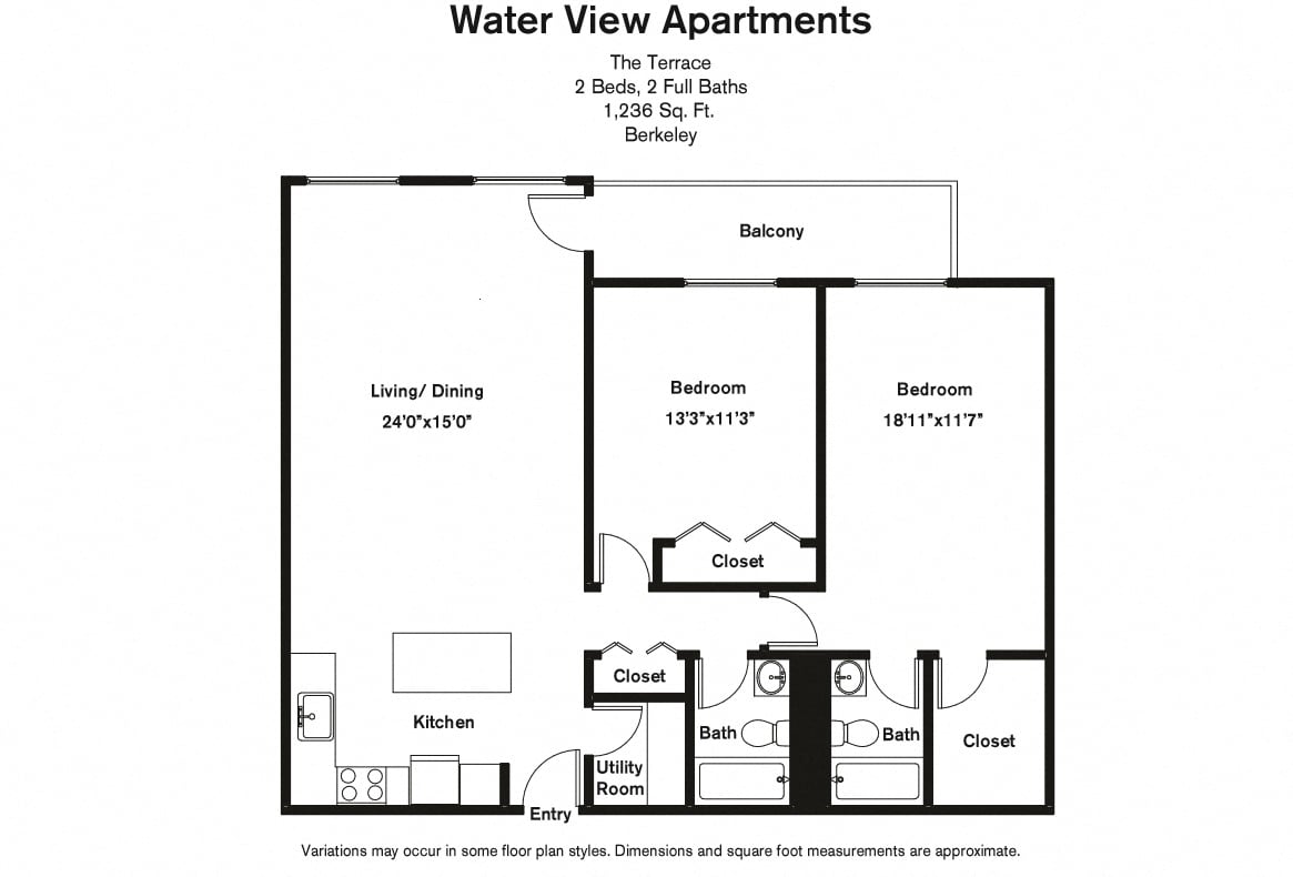 Click to view Floor plan 2 Bed/2 Bath Large with Balcony image 2