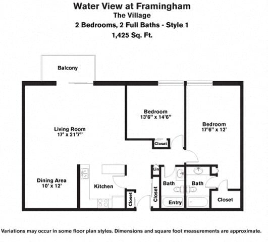 Click to view Floor plan 2 Bed/2 Bath Large with Balcony image 5